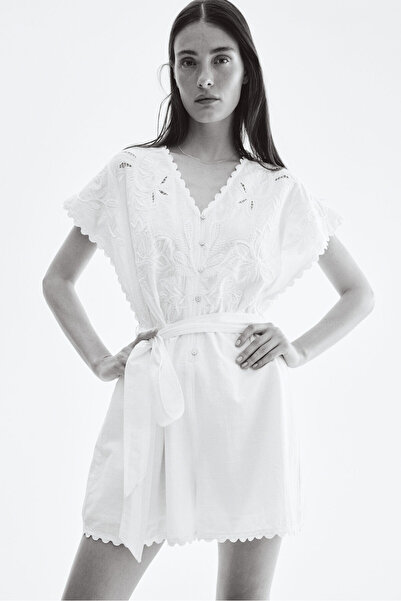 H&M İşlemeli ve Pamuklu Tulum