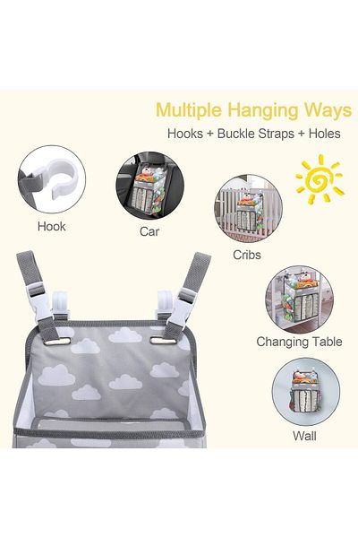 fulina Hanging Baby Diaper Caddy Organizer,Hanging Classified Storage Bag,with 4 Strong Plastic Boards