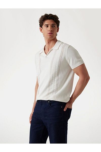 Guess Ss Rib Pointelle Men's Silk Blended Knitwear
