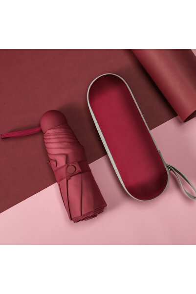 Choice11 مظلة حديدية صغيرة قابلة للطي بلون قرمزي 6K، توفر حماية من الأشعة فوق...