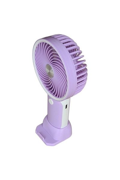 FOXMAG24 Handheld fan, with mobile phone holder, USB charging, On/OFF button, 3 speeds, purple/white