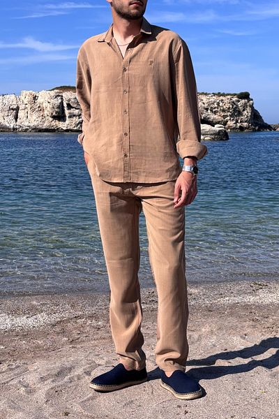 inpool Men'S, Modal, Old Money Culture, Regular Fit, Hi-Quality Shirt-Pants Suit G15-304