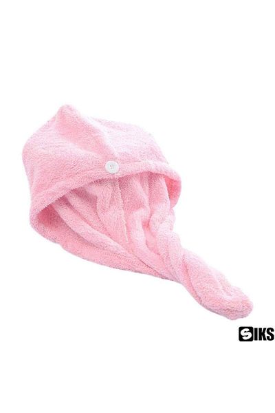 SIKS Microfiber Head Turban Towel For Long Hair, Quick Drying, Size 60 X 20 cm, Light Pink