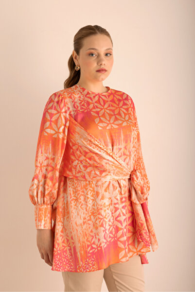 Aker Desenli , Beli Bağlama Detaylı Tunik