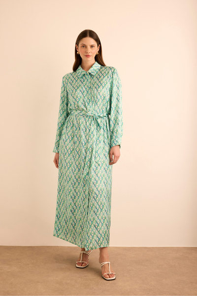 Aker Geometrik Desenli Gömlek Elbise