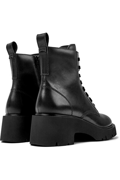CAMPER Women's Black Genuine Leather Lace-Up Zipper Closure Short Boots Comfortable Sole Milah