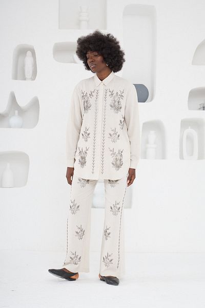 MİA NOURA Women's Front Beaded Pants Front Beaded Suit