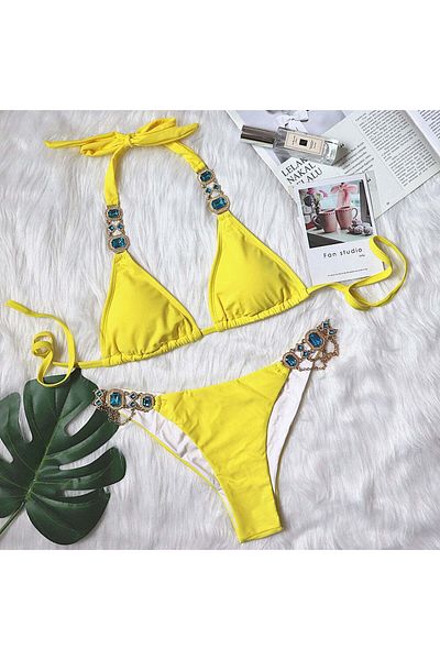WildFashion 2-piece swimsuit accessorized with stones and rhinestones SW2546-9