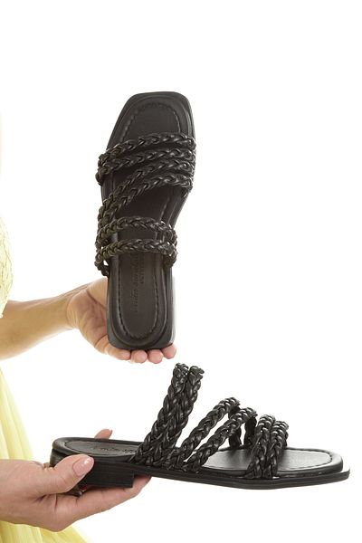 ARTI ARTI AYAKKABI Mia026-1606 Daily Women's Hand Knitted Black Holiday Slippers