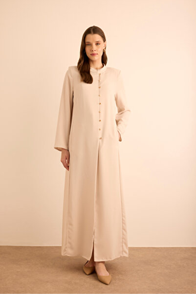 Aker Brit Düğme Detaylı Ferace