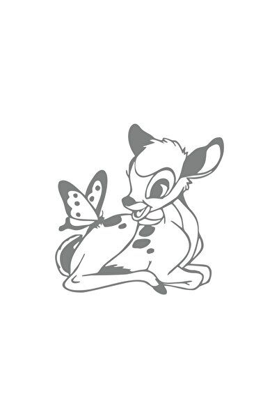 Reysa Tasarım Gazelle and Butterfly Car Sticker 17X17 cm Gray