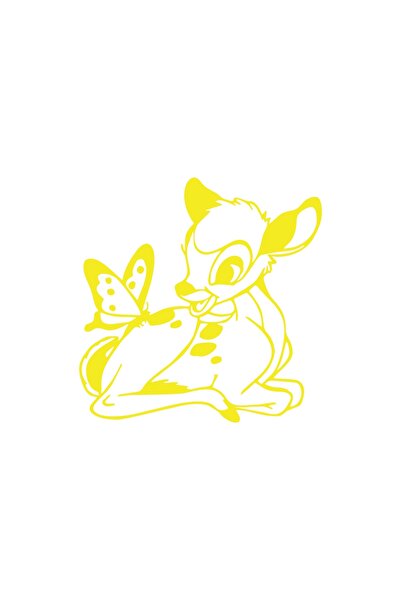 Reysa Tasarım Gazelle and Butterfly Car Sticker 17X17 cm Yellow