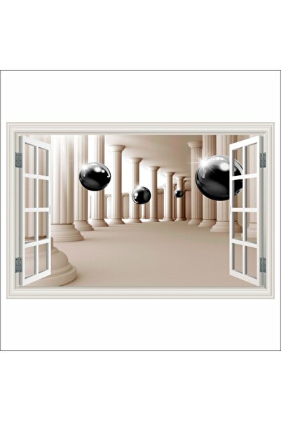 media Fototapet de perete autoadeziv si lavabil Fereastra Coloane si bile, ab...