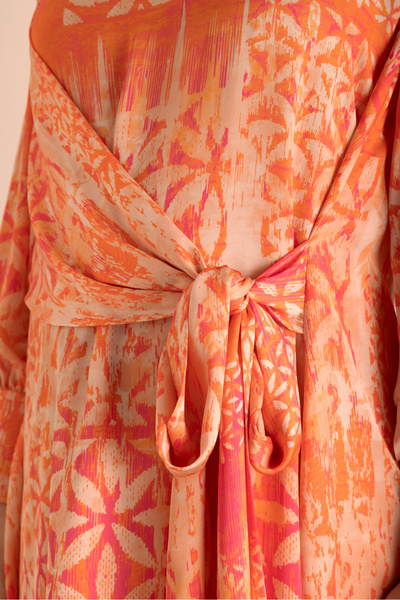 Aker Desenli , Beli Bağlama Detaylı Tunik