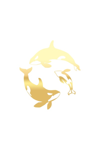 Reysa Tasarım Whales Car Sticker 17X17 cm Gold