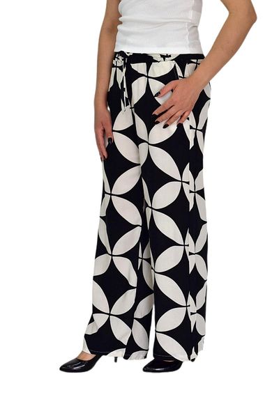BAGLAN Women's Printed Loose-Legged Elastic Lace-Up Trousers Bgl-St04626