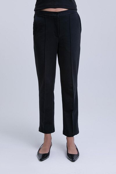 AFLOOW Women's Black Rib Detailed Pocket High Waist Regular Knitted Pants, Women's Pants