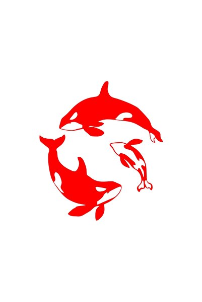 Reysa Tasarım Whales Car Sticker 17X17 cm Red
