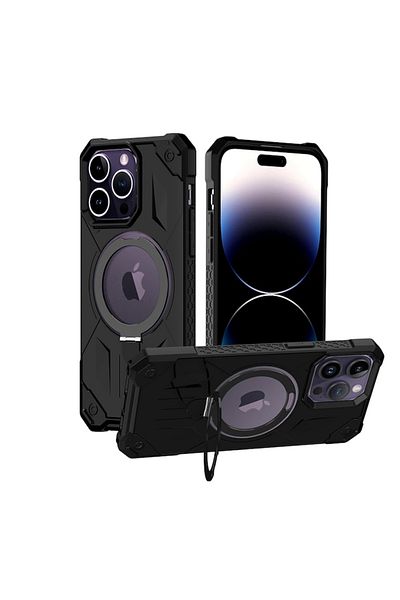 Gtech Ring Stand Case G-Tech, Compatible with Apple iPhone 14 Pro, Shockproof Defender, Magsafe,Negru
