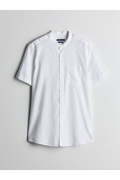 LC Waikiki LCWAIKIKI Classic Regular Fit Short Sleeve Linen Blended Men's Shirt