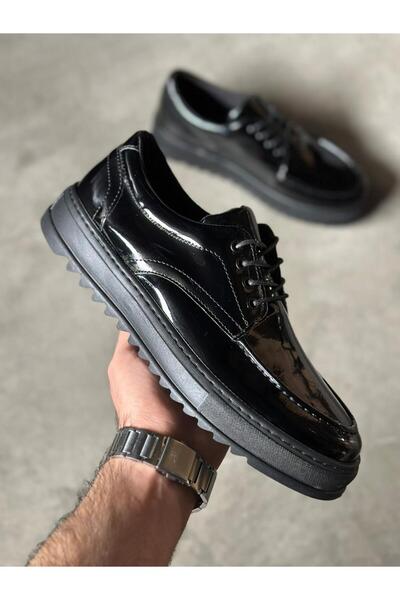 Knack Casual παπούτσια T12 Μαύρο λουστρίνι (Μαύρη σόλα)