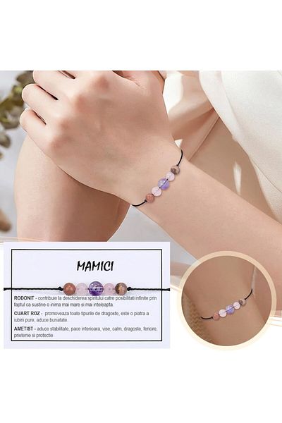 animis beauty Bratara Mamici cristaloterapie, tip snur din pietre naturale semipretioase, marime reglabila