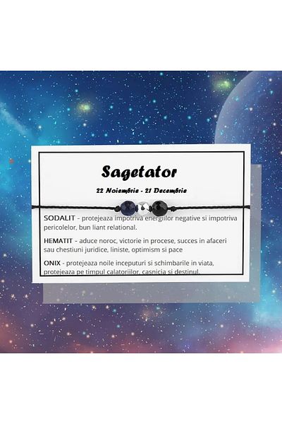 animis beauty Bratara zodia Sagetator, reglabila, din pietre naturale semipretioase, unisex