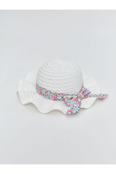 LC Waikiki New Season Flower Patterned Girl's Straw Hat - S5I373Z4