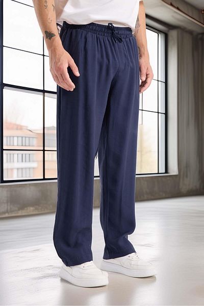 Valiberta Modal Fabric Comfortable Fit Straight Leg Jogger Men's Trousers - Navy Blue