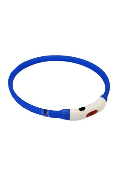 Ropet Silicone Collar with LED for Dogs, 55cm, Adjustable, Blue, Rechargeable, USB Included, Ropet