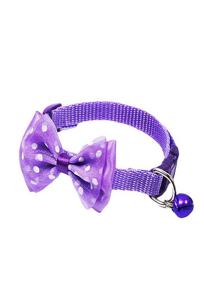 Ropet Adjustable collar with bell and bow for dogs, 27-42cm/15mm, Purple, Ropet