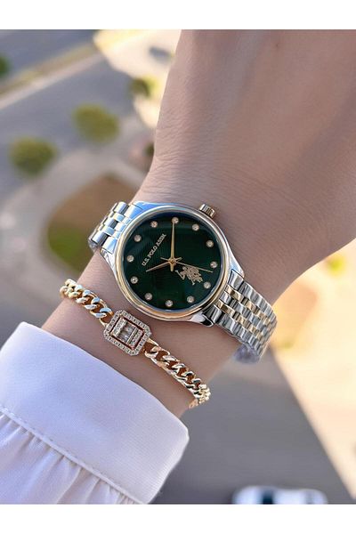 U.S. Polo Assn. U.S.Polo Assn Steel Cord 2 Years Warranty 3 Atm Water Resistant Women Wrist Watch+Bracelet Ua.2071.M02