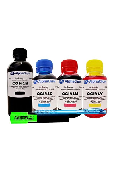 alphachem Set Flacon Cerneala Compatibila Canon GI41 (1x200ml Bk, 1x100ml/CMY...