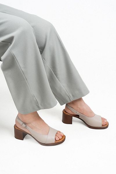 Stilbagshoes Rowena Genuine Leather Heels Women's Daily Shoes Beige