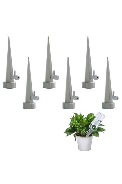 Cutiolly Set of 6 Cutiolly plant drippers, plastic, gray, 13.5 x 2.8 cm
