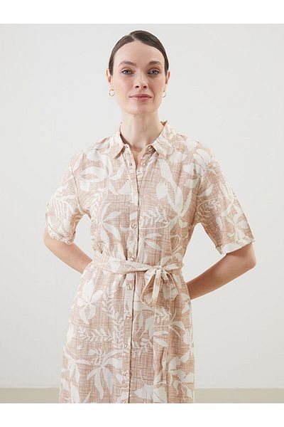 LC Waikiki Γυναικείο πουκάμισο LCW Grace Floral Linen Blend