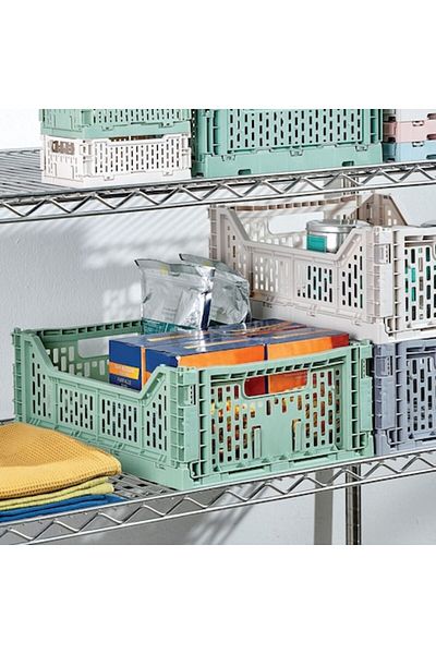 OEM Folding Crate, Gray Model, Dimensions 40x30x14.5 cm, Capacity 15 Liters, Plastic