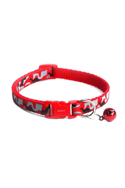 Ropet Adjustable collar with bell for dogs and cats, 18-32cm/1cm, Adjustable, Red, Ropet