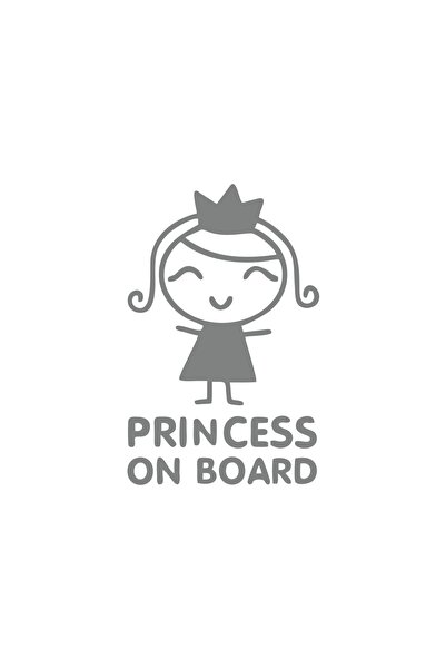 Reysa Tasarım ملصق سيارة الأميرة على متن السيارة مقاس 17x17 سم باللون الرمادي