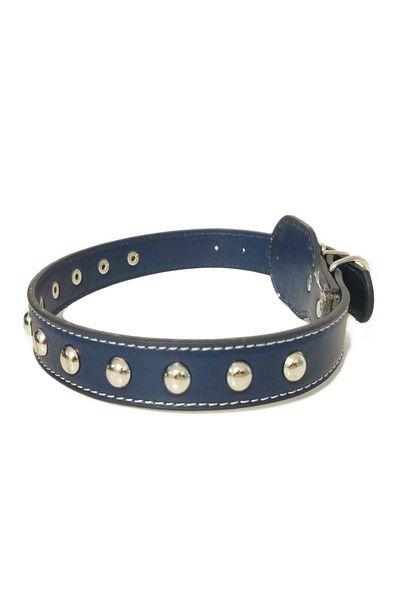 Ropet Zgarda Ropet din piele cu strasuri, pentru caini, 55cm/25mm, Albastru