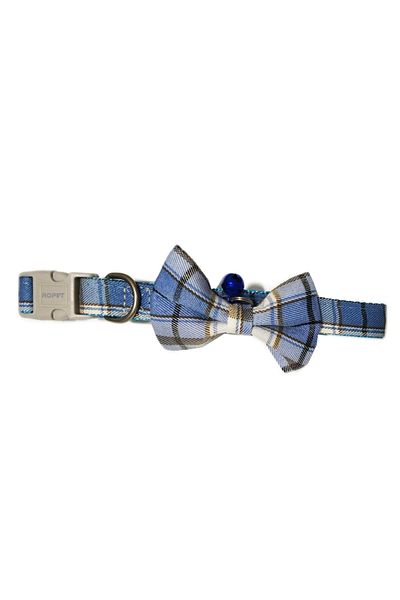 Ropet Zgarda cu Papion pentru caini, cu clopotel, 27-37cm/15mm, Albastru, Ropet