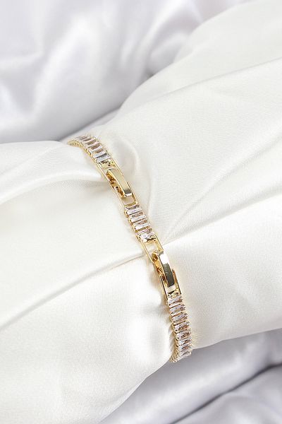 callerrons accessories Brass Zircon Stone Waterway Model Gold Color Women's Bracelet - Ebj250605W34557