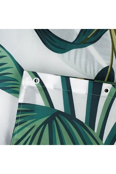 OEM Perdea dus PEVA, dimensiune 180x180 cm, prindere cu 12 inele, model Frunze tropicale