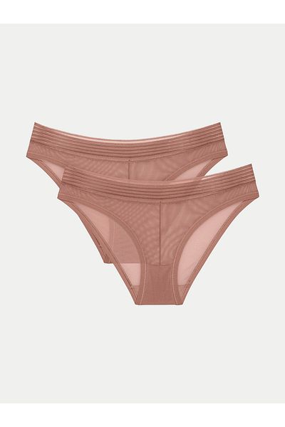 Triumph Women's Set of 2 pairs of classic briefs 10218591 TEMPTING SHEER HIGHLEG TAI 2P Beige