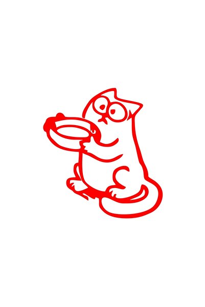 Reysa Tasarım Funny Cat Car Sticker 17X17 cm Red