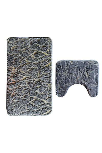 Teno Set 2 Covorase de Baie Teno®, finisaj auriu, Model 2, 80x50 & 50x40cm, gri inchis