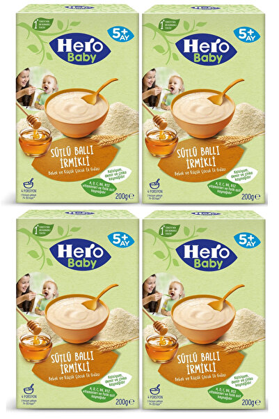 Hero Baby Sütlü İrmikli Ballı Kaşık Mama 200GR 4`lü Avantaj Paketi (800GR)