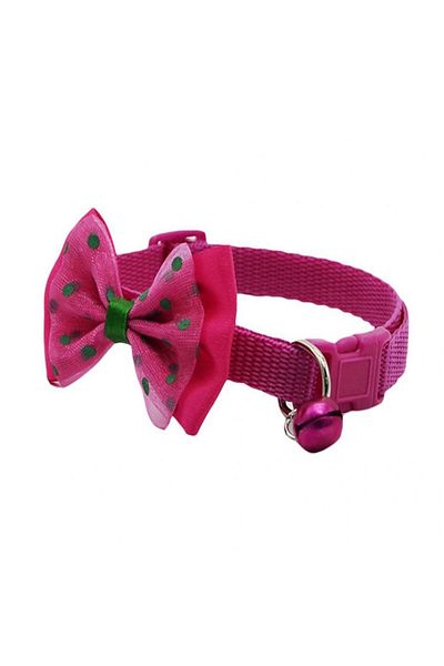 Ropet Adjustable collar with bell and bow for dogs, 27-42cm/15mm, Pink, Ropet