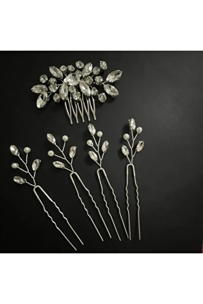 Eva Flore 5 Pieces of Stone Hairpins for Brides, Hair Accessory Hairpin, Bun Clip