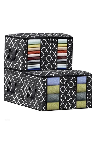 Teno Set of 3 Teno® Storage and Organization Boxes, foldable, 100L, 63x 45x 36 cm, black